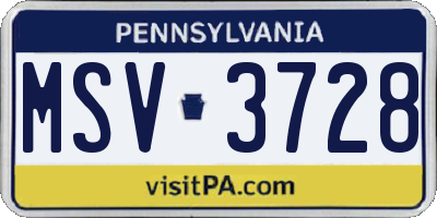 PA license plate MSV3728