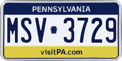 PA license plate MSV3729