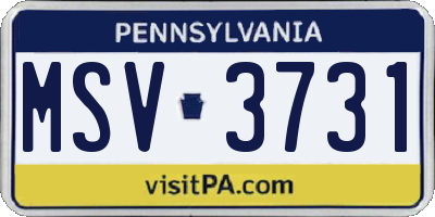 PA license plate MSV3731