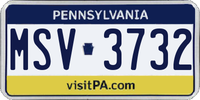 PA license plate MSV3732