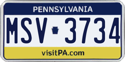 PA license plate MSV3734