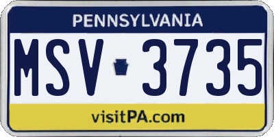 PA license plate MSV3735