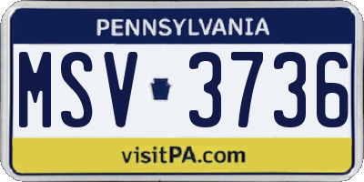 PA license plate MSV3736