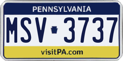 PA license plate MSV3737
