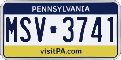 PA license plate MSV3741