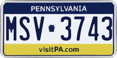 PA license plate MSV3743