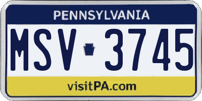 PA license plate MSV3745