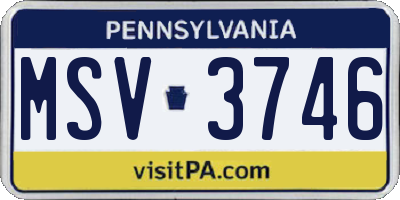 PA license plate MSV3746