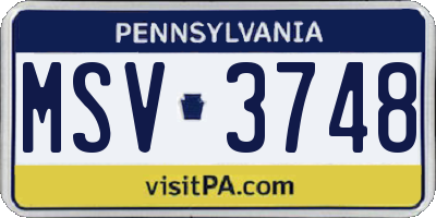 PA license plate MSV3748
