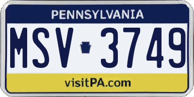 PA license plate MSV3749
