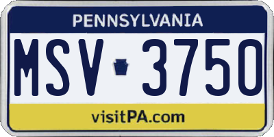 PA license plate MSV3750