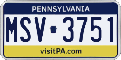 PA license plate MSV3751
