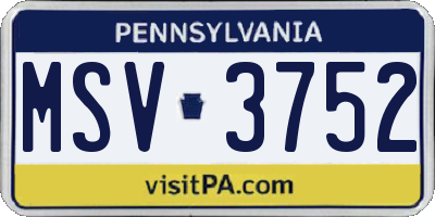 PA license plate MSV3752