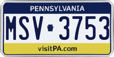 PA license plate MSV3753