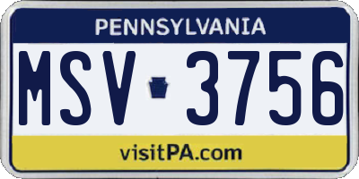 PA license plate MSV3756