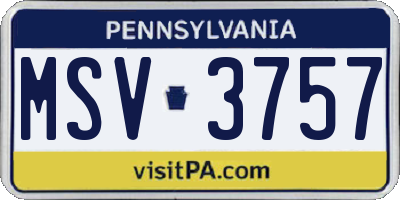 PA license plate MSV3757