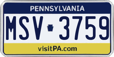 PA license plate MSV3759