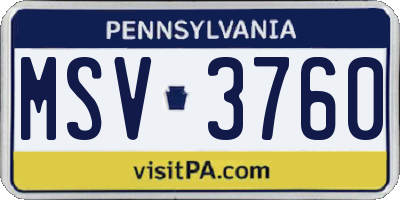 PA license plate MSV3760