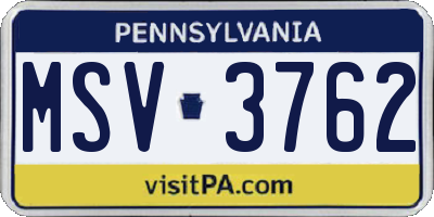 PA license plate MSV3762