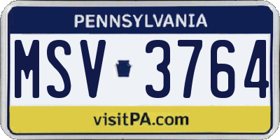 PA license plate MSV3764