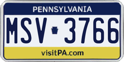PA license plate MSV3766
