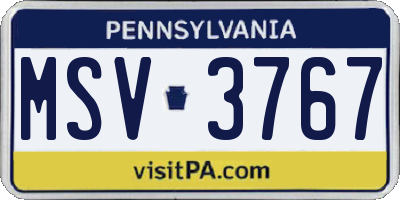 PA license plate MSV3767