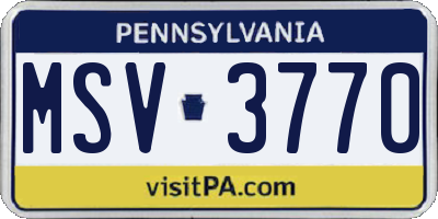 PA license plate MSV3770