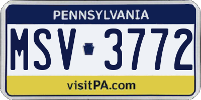 PA license plate MSV3772