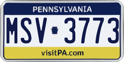 PA license plate MSV3773