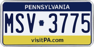 PA license plate MSV3775