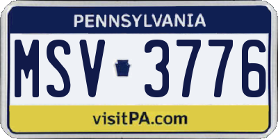 PA license plate MSV3776