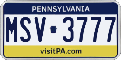 PA license plate MSV3777