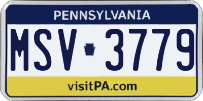 PA license plate MSV3779