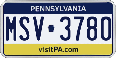 PA license plate MSV3780