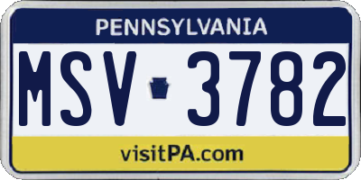 PA license plate MSV3782