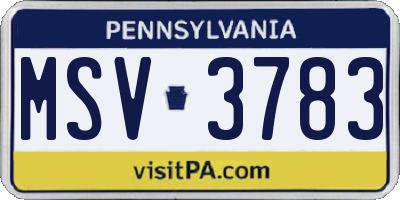 PA license plate MSV3783