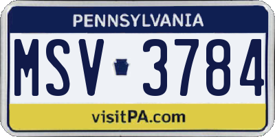 PA license plate MSV3784
