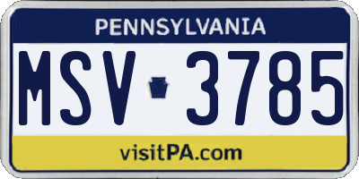 PA license plate MSV3785