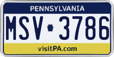 PA license plate MSV3786