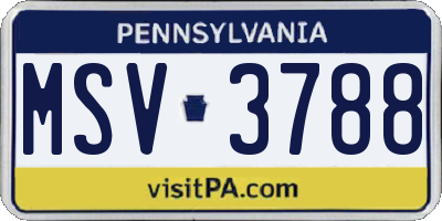 PA license plate MSV3788