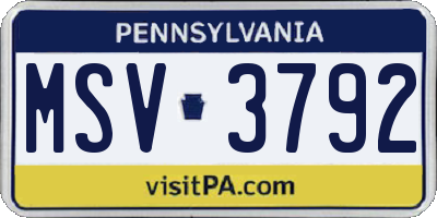 PA license plate MSV3792