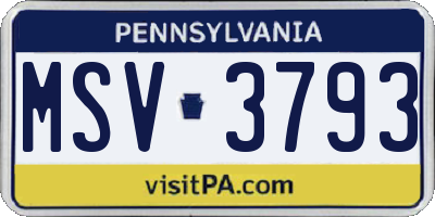PA license plate MSV3793