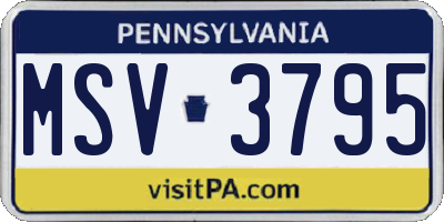 PA license plate MSV3795