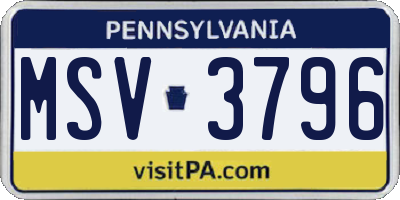 PA license plate MSV3796