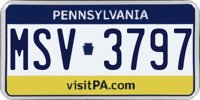 PA license plate MSV3797