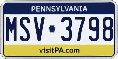 PA license plate MSV3798
