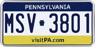 PA license plate MSV3801