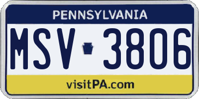 PA license plate MSV3806