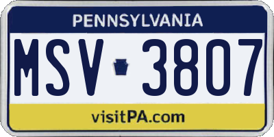 PA license plate MSV3807