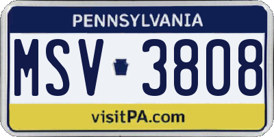 PA license plate MSV3808
